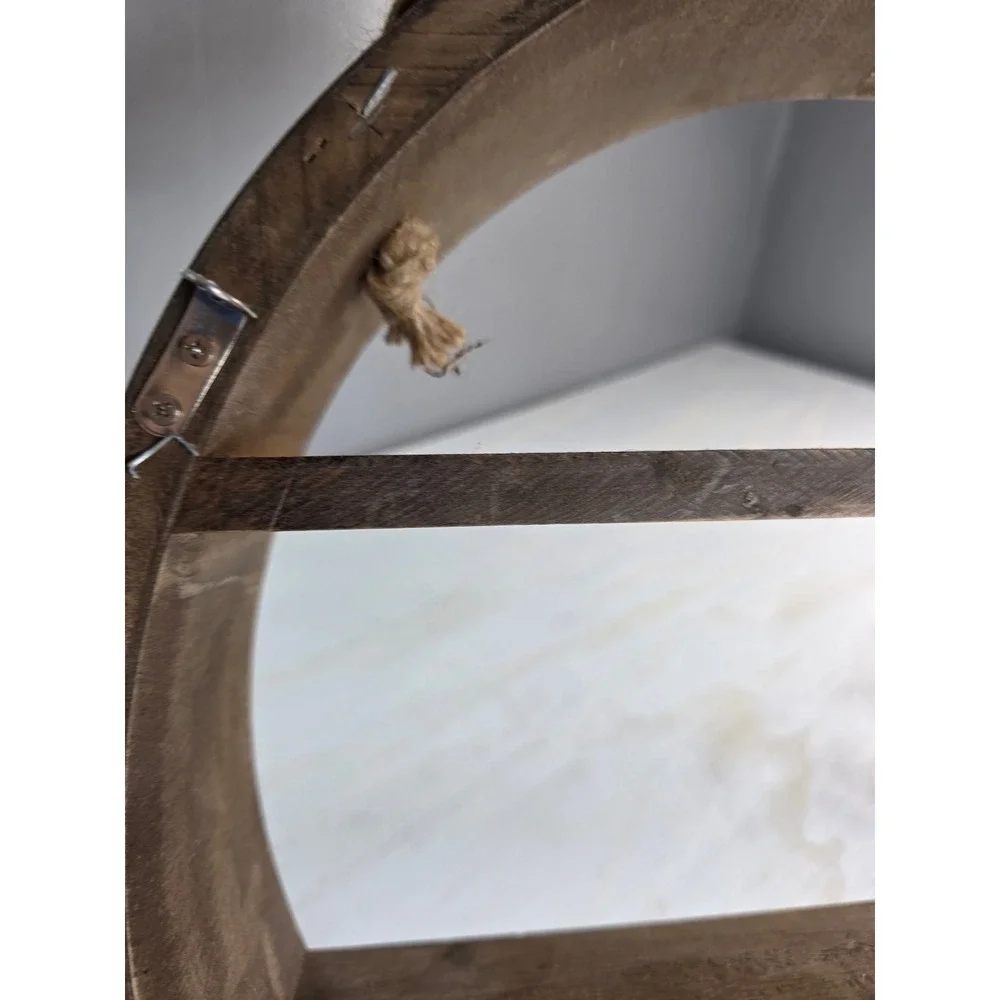 Rustic Wood Circular Floating Shelf Round Boho Wall Decor Shadow Box 17.5 Inch